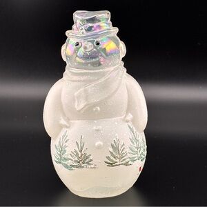 Vintage Signed Fenton 95th Anniversary Woodland Frost Snowman